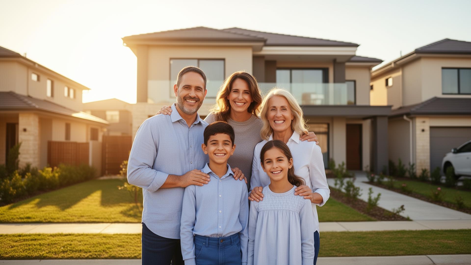 משפחה מאושרת בביתה